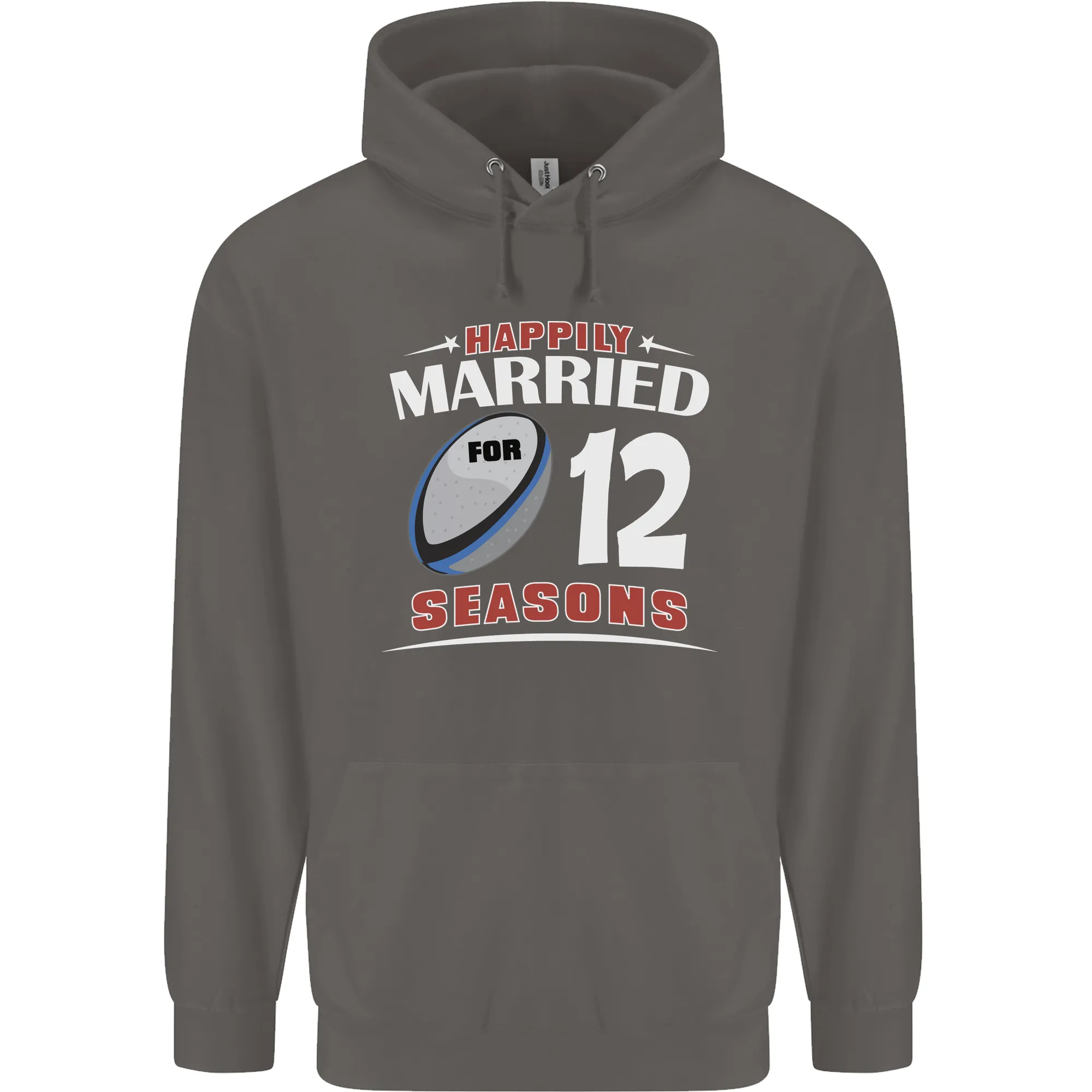 12 Year Wedding Anniversary 12th Rugby Mens 80% Cotton Hoodie