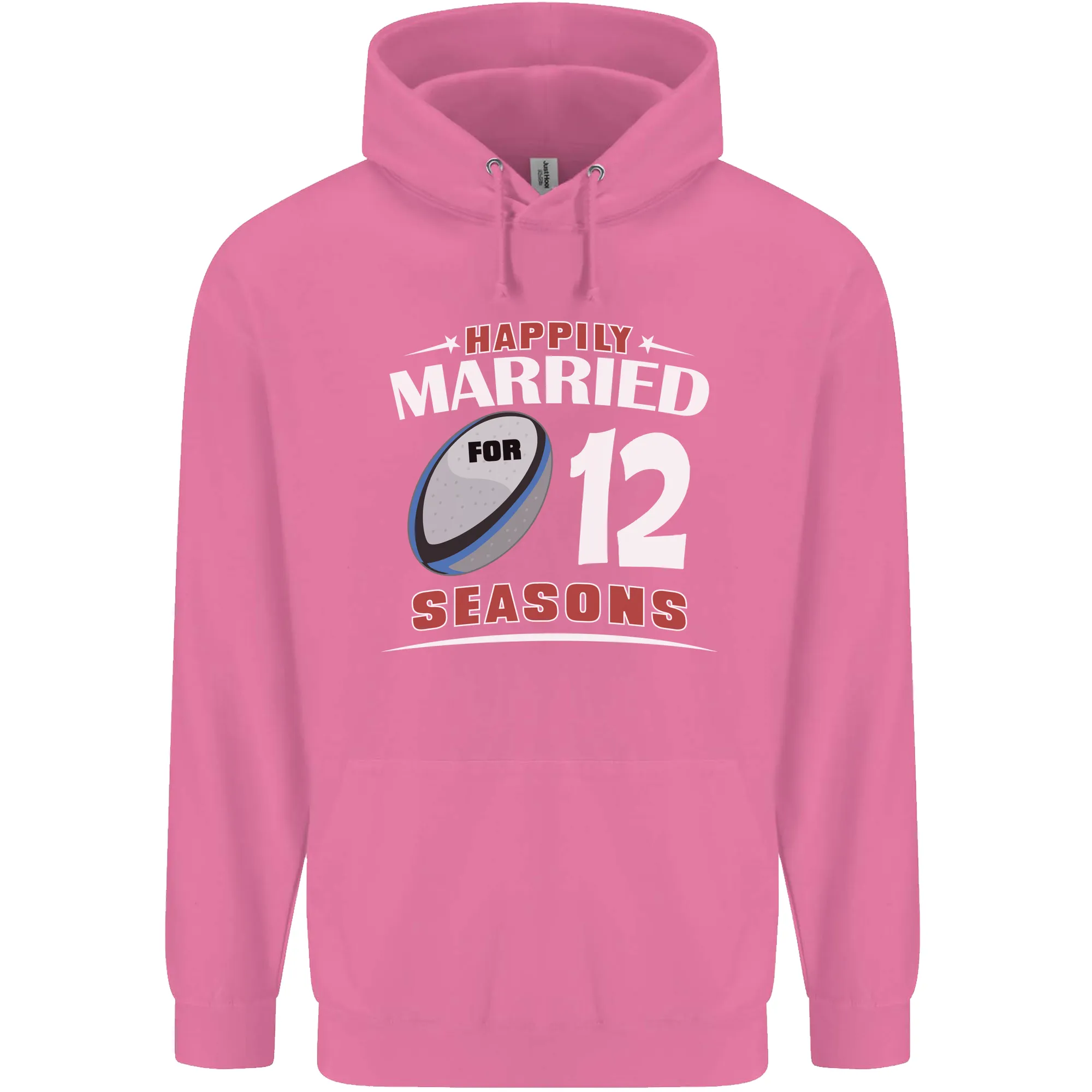 12 Year Wedding Anniversary 12th Rugby Mens 80% Cotton Hoodie