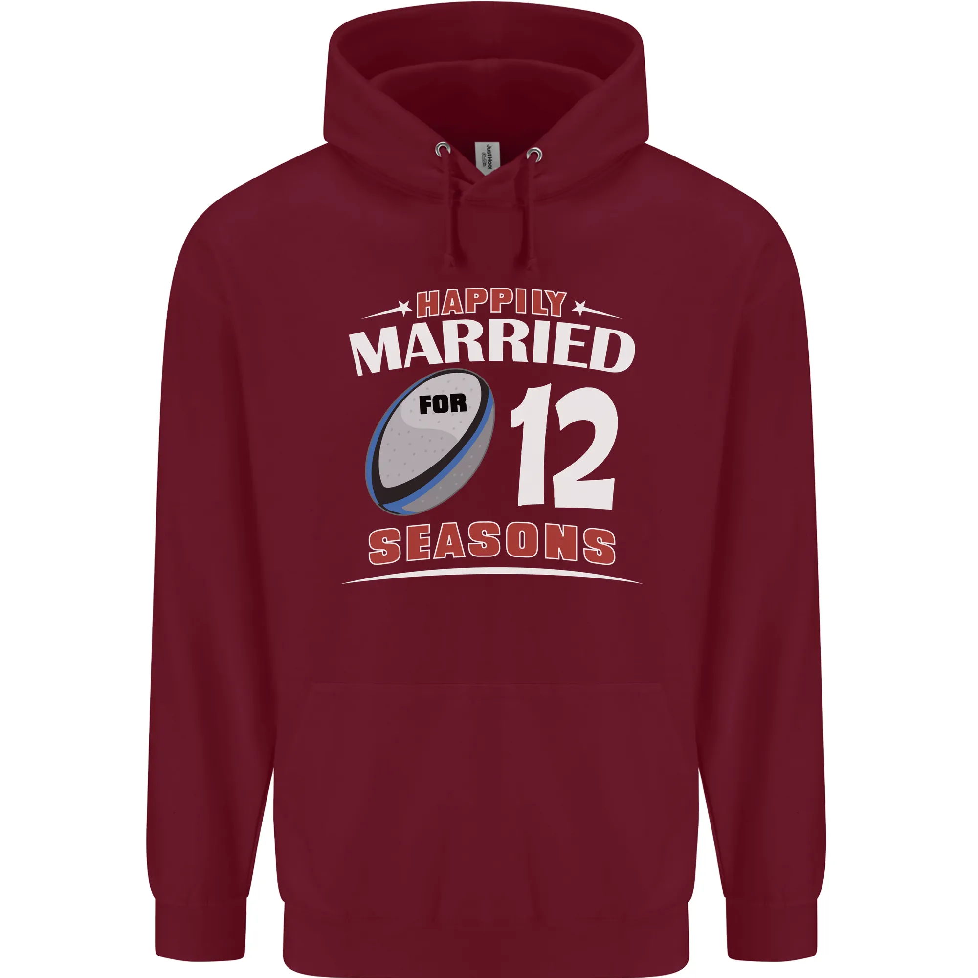 12 Year Wedding Anniversary 12th Rugby Mens 80% Cotton Hoodie