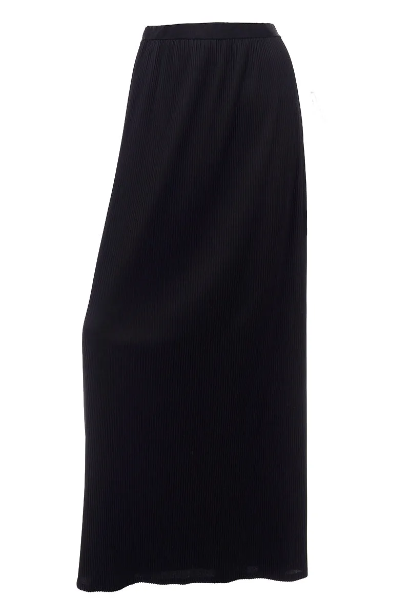 1970s KoKo Knits of California Black Ribbed Maxi Skirt