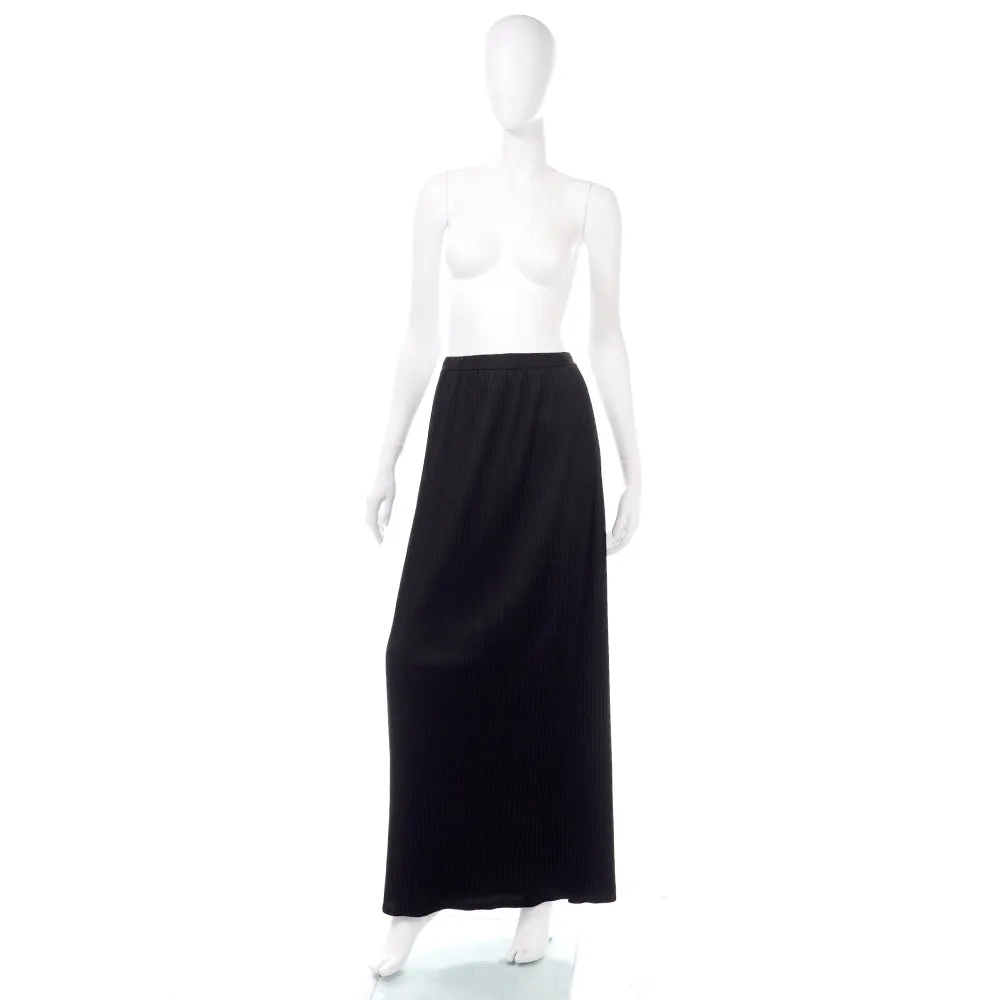 1970s KoKo Knits of California Black Ribbed Maxi Skirt