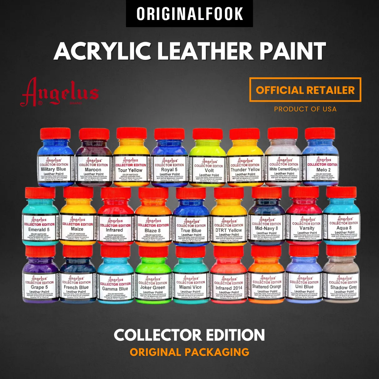 (27 Colors) Angelus Acrylic Leather Paint Collector Edition 1oz