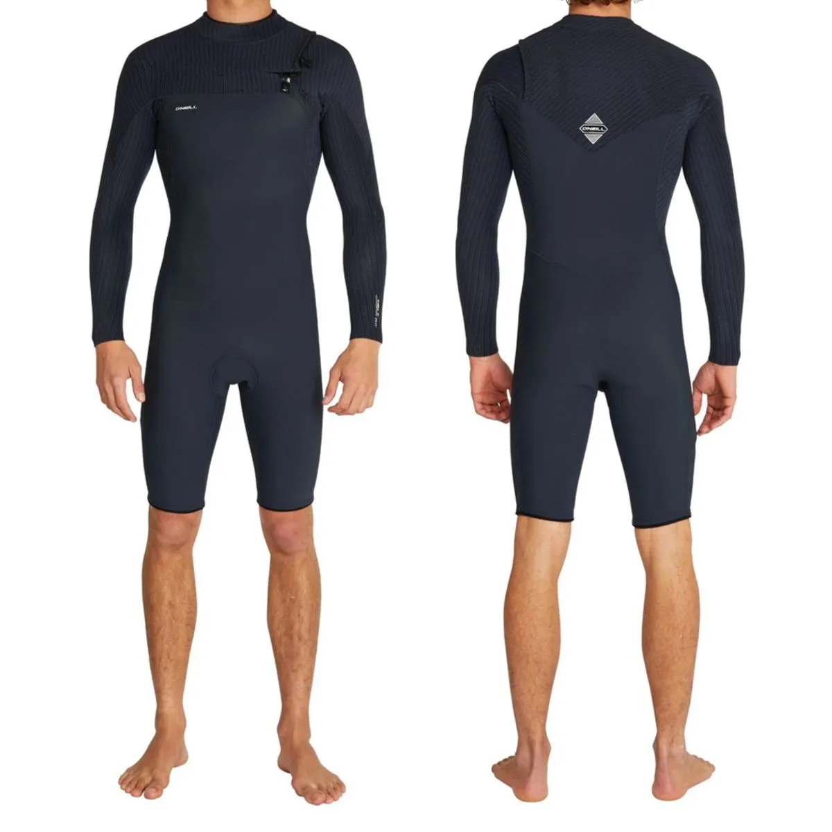 2mm Mens O'Neill HYPERFREAK Chest Zip Long Sleeve Springsuit - Black