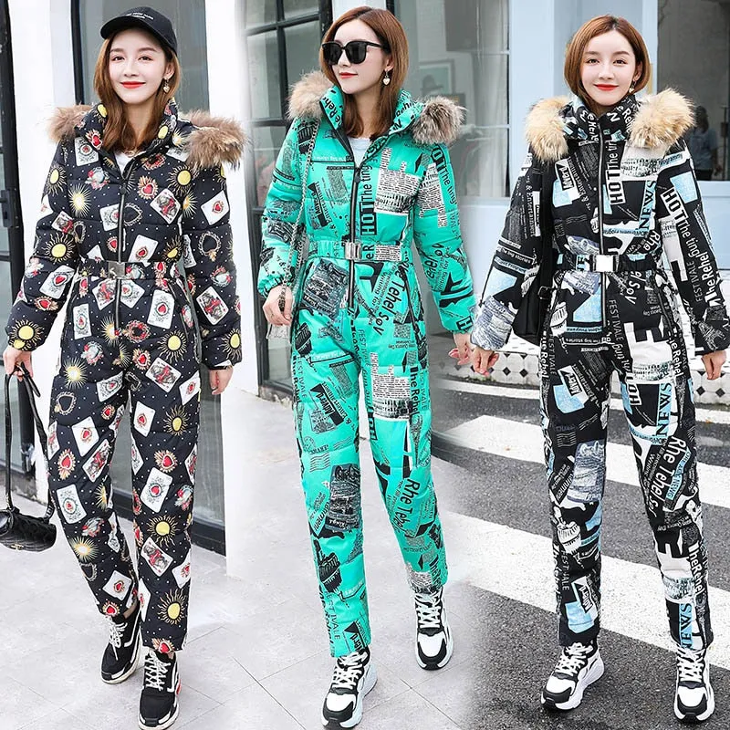 Ashore Ski Shop Warm One Piece Jumpsuit Women Outfit Ski Suit Jacket Winter