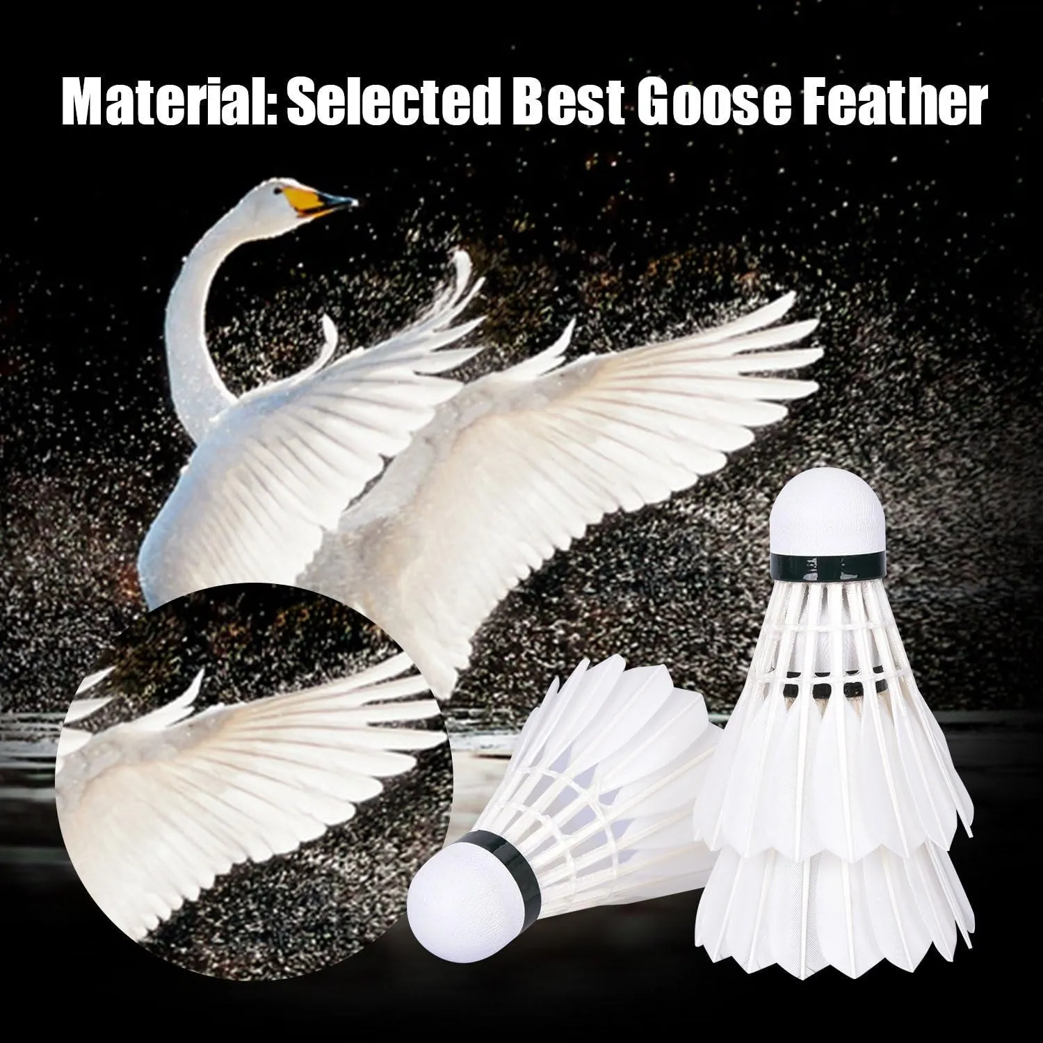 Badminton Birdies Shuttlecocks High-Speed Goose Feather Badminton Balls Pack of 24 Durable and Stable for Outdoor Indoor Sports Activities