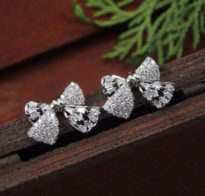 Bowknot Cubic Zirconia Korean Earring - KRNER 5125