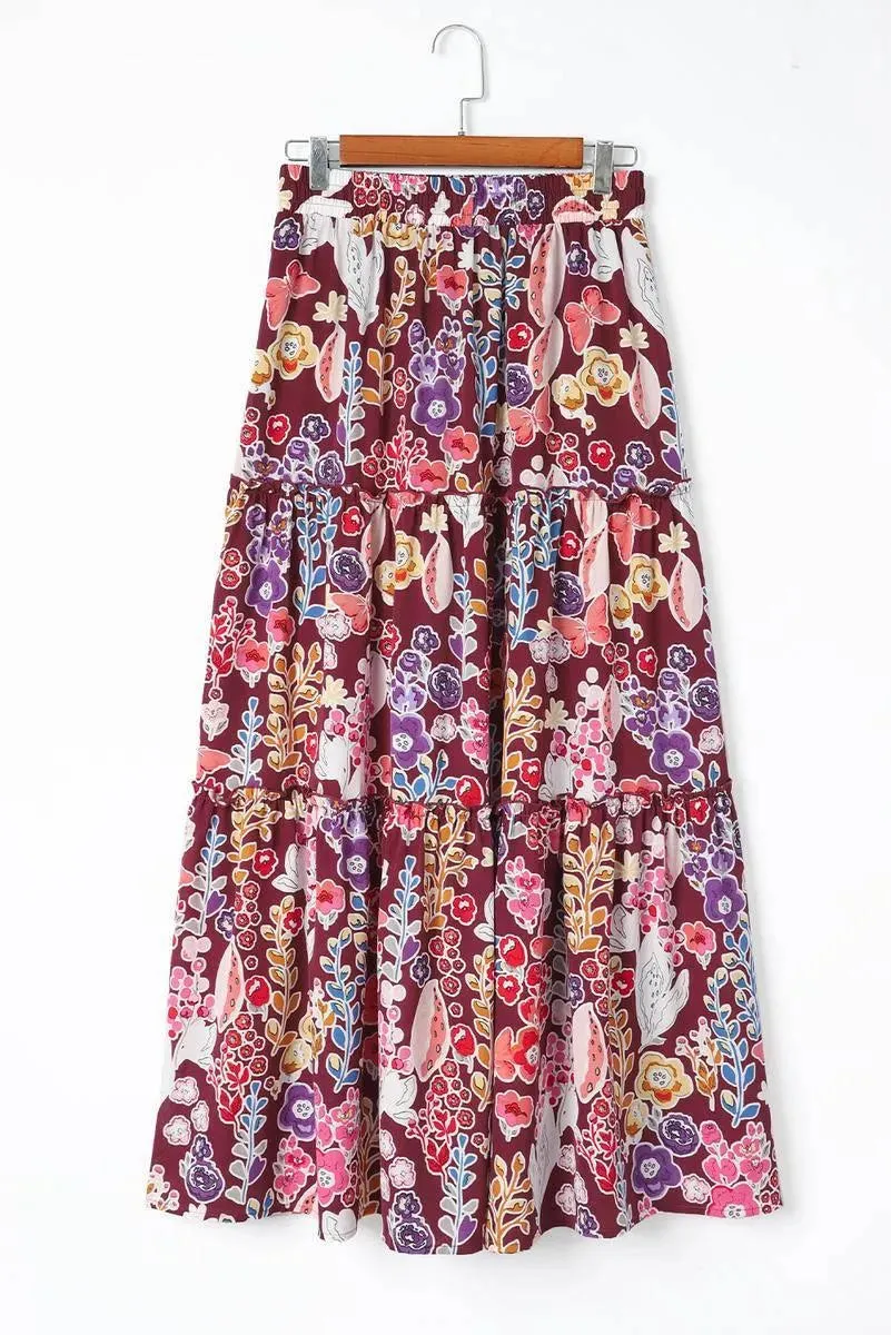 Floral Print High Waist Maxi Skirt: Embrace the Boho Chic Vibe