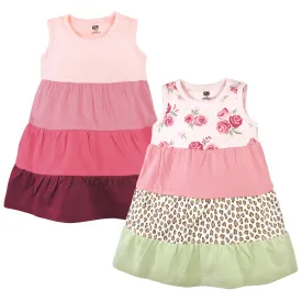 Hudson Baby Cotton Dresses, Multicolor Blush Rose Leopard