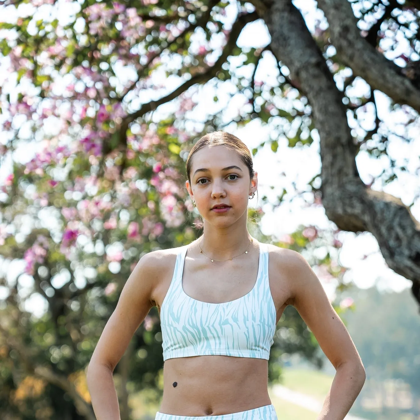 IMPI Strappy Girls Crop Top - Mint Zebra