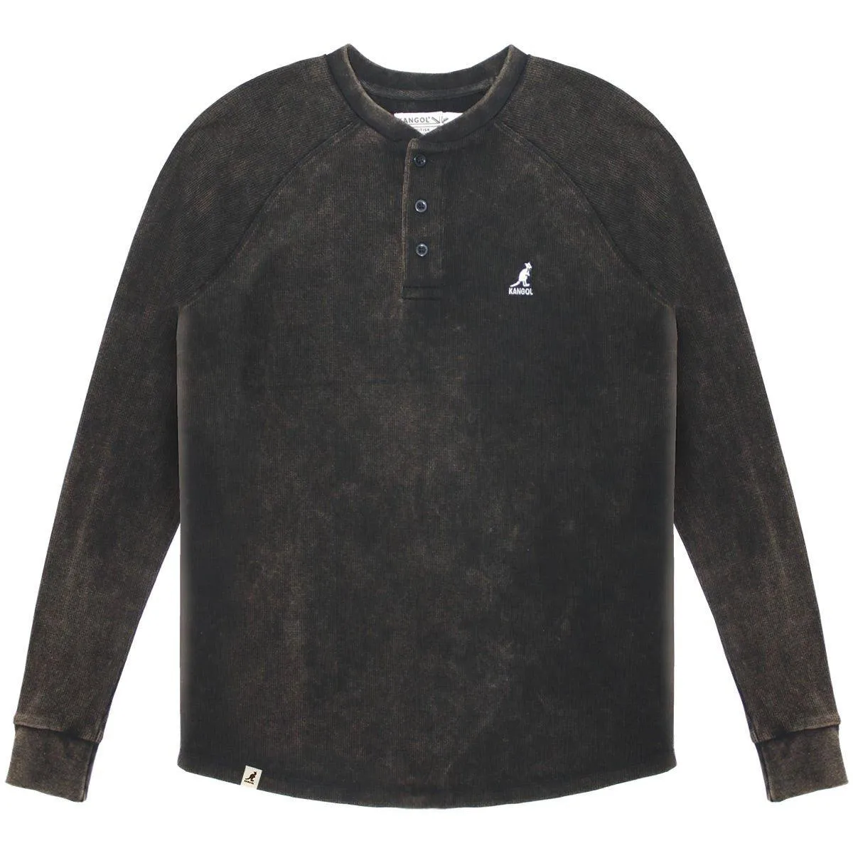 Kangol Long Sleeve Waffle Acid Washed Henly Top