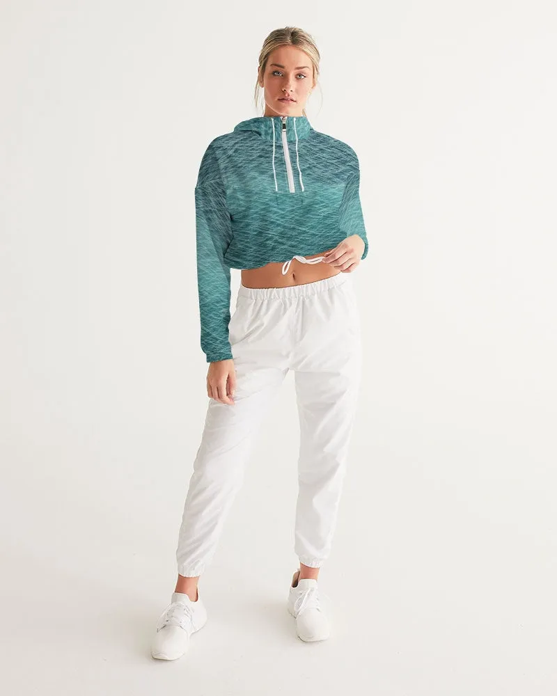 LAke Michigan Blue Women's Cropped Windbreaker