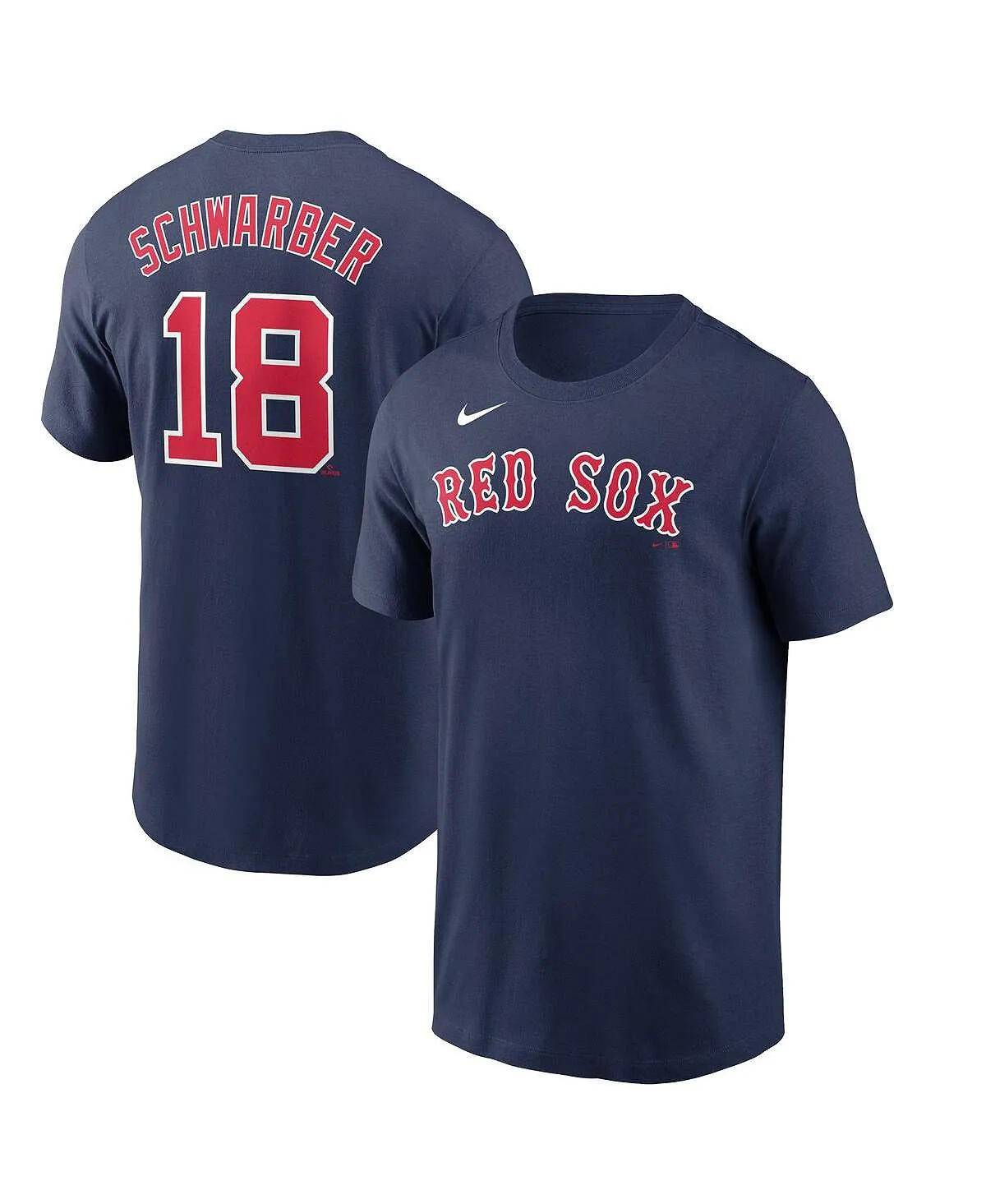 Men's kyle schwarber navy boston red sox t shirt with Nike name and number blue