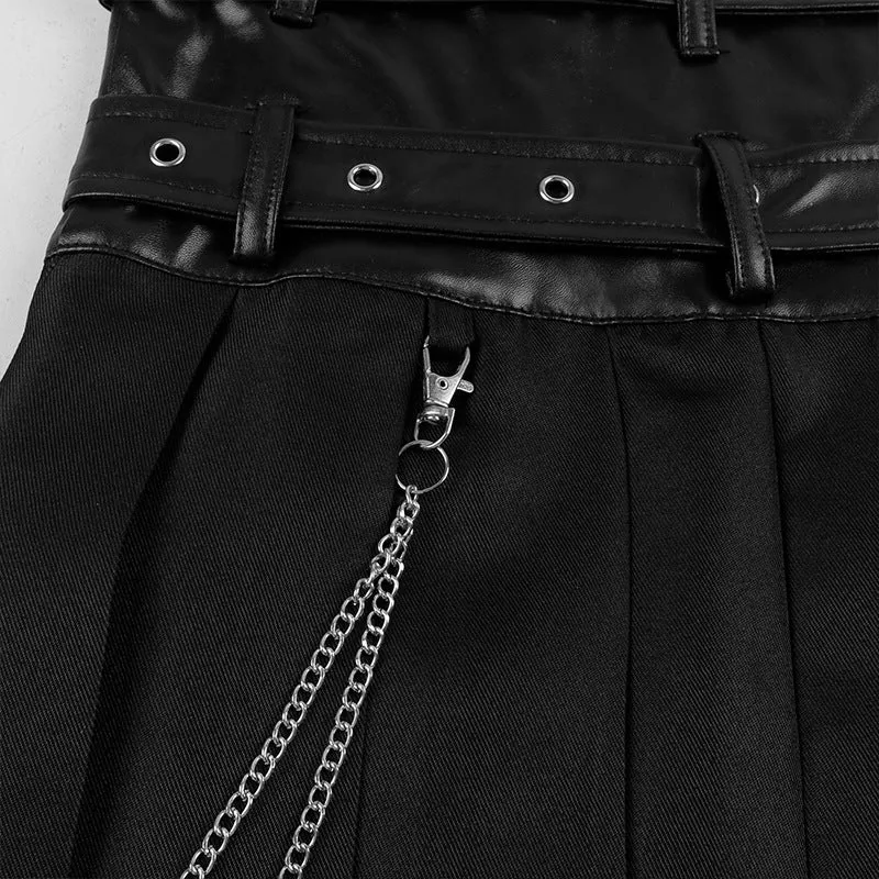 Men's Leather Skirts Medieval Cosplay Gothic Punk Maxi Chain Cosplay Skirt