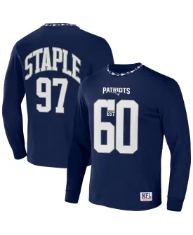 Men's nfl x staple navy new england patriots core long sleeve jersey style t shirt NFL Properties blue