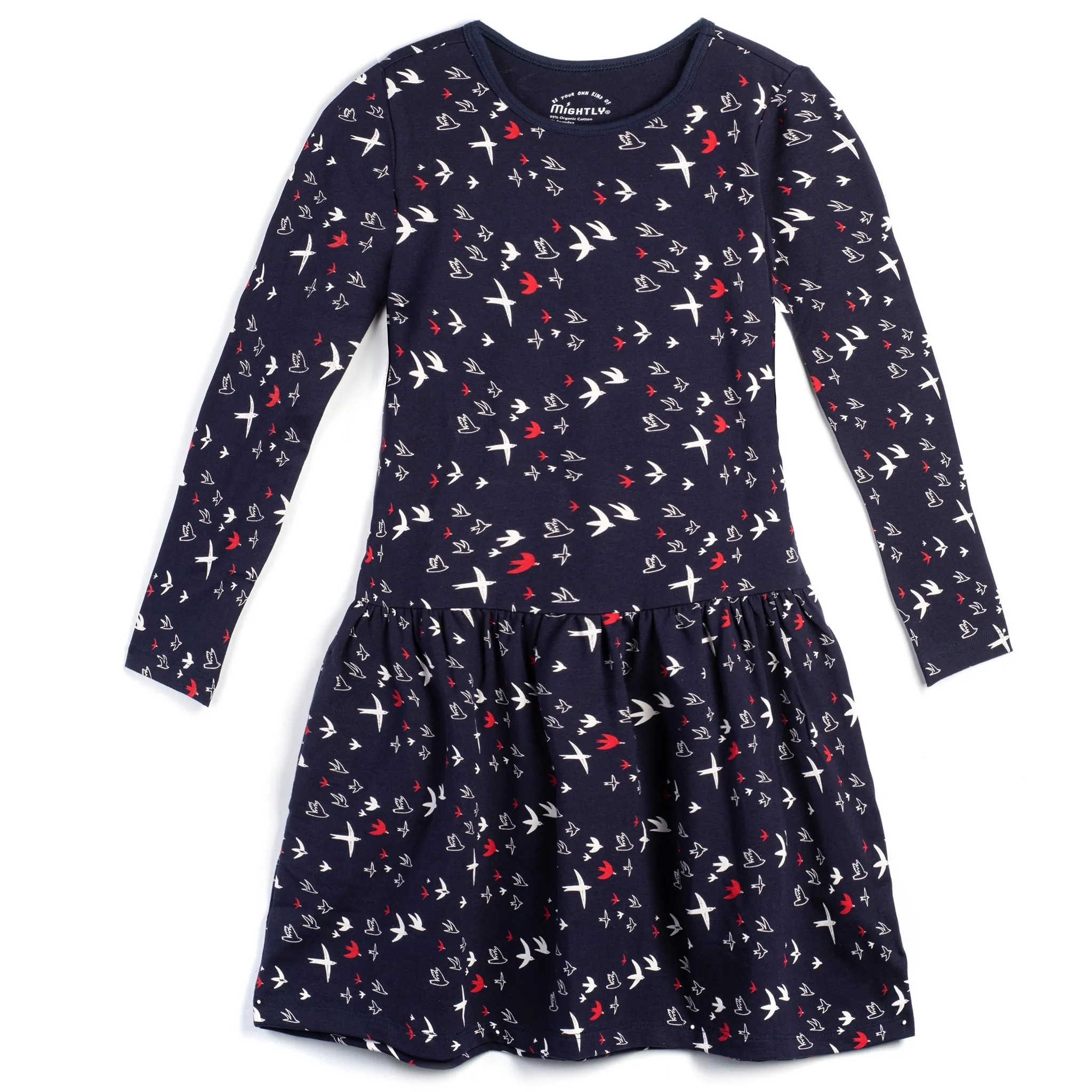 Organic Cotton Long Sleeve Drop Waist Dress