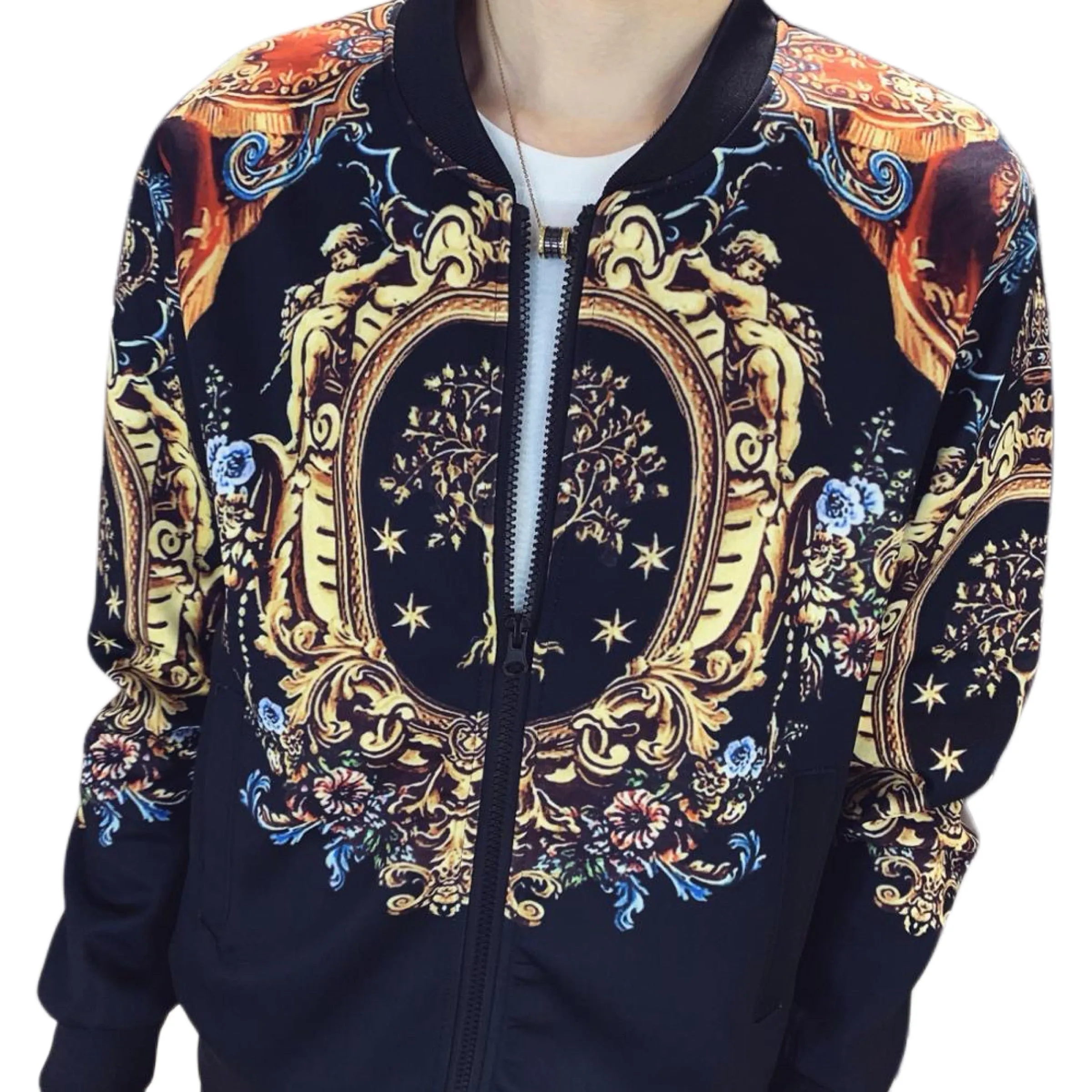 Rare Hip Hop Tracksuit Jacket Suit Men's 2 Pieces Gold Print Sportswear Casual Size M, L, XL, 2XL, 3XL, 4XL, 5XL