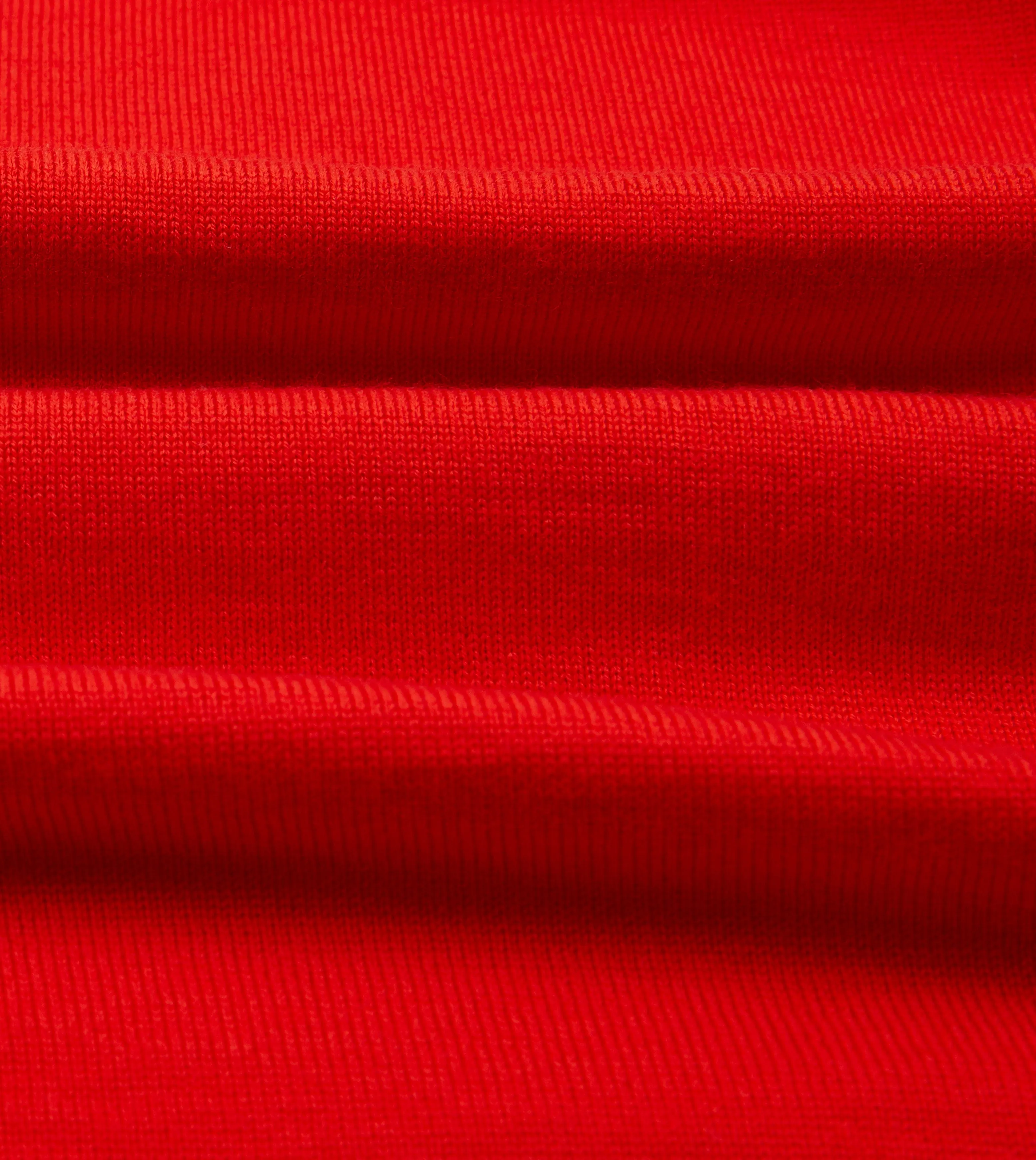 Red Merino Wool Knitted Rugby Shirt