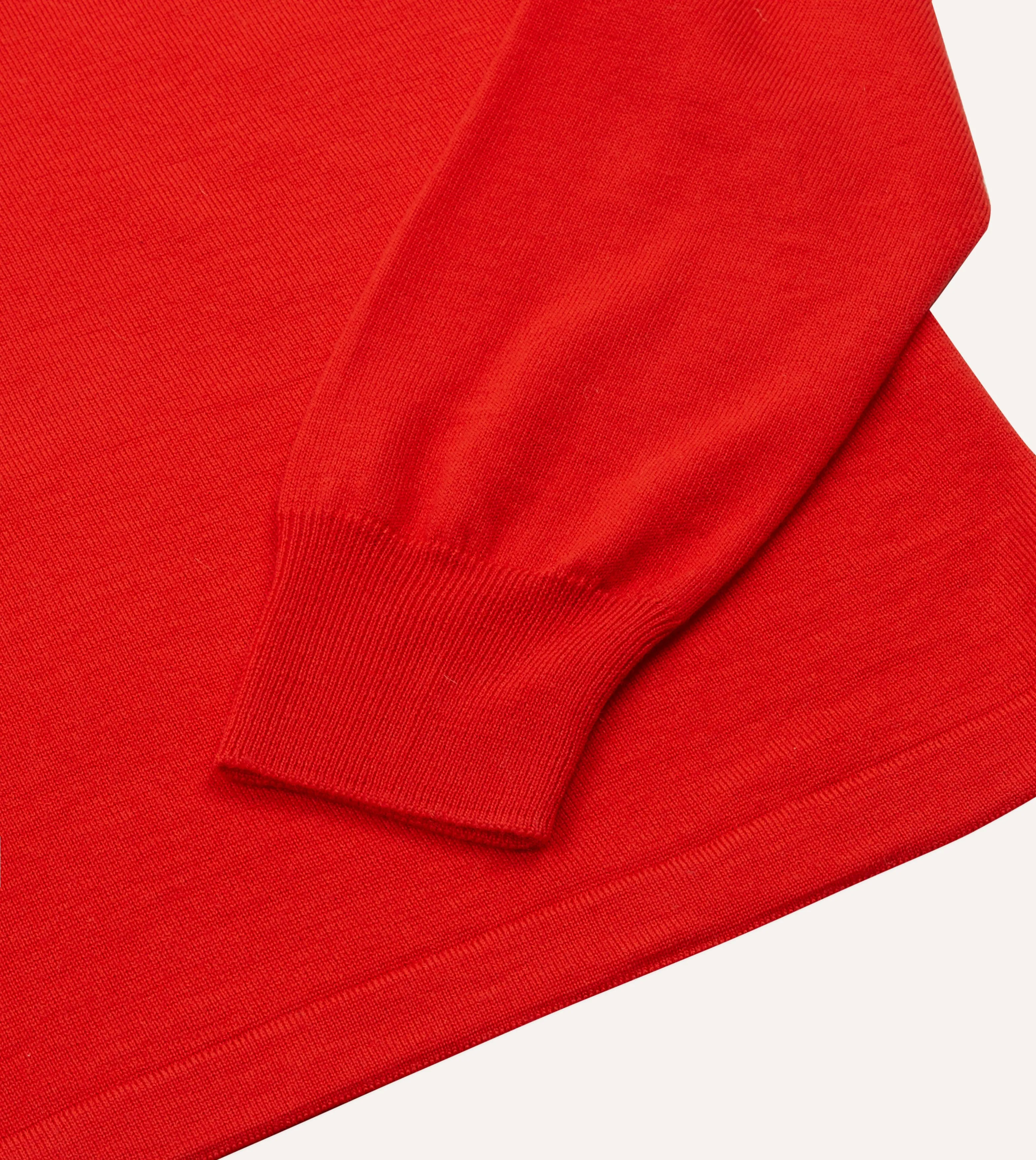 Red Merino Wool Knitted Rugby Shirt