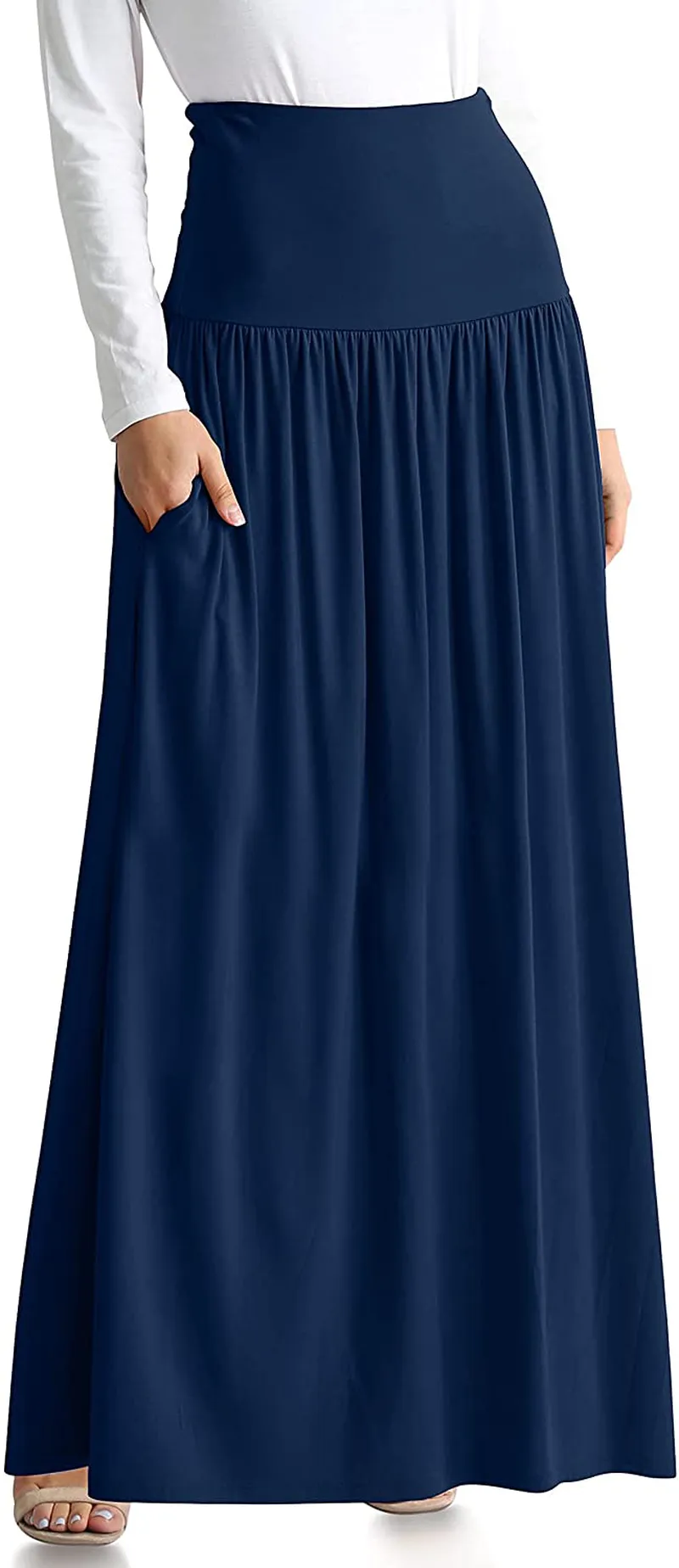 Reg and Plus Size Maxi Skirts for Women Long Length Skirts with Pockets Beach SwimCoverup,Night Out,Casual Office,Party