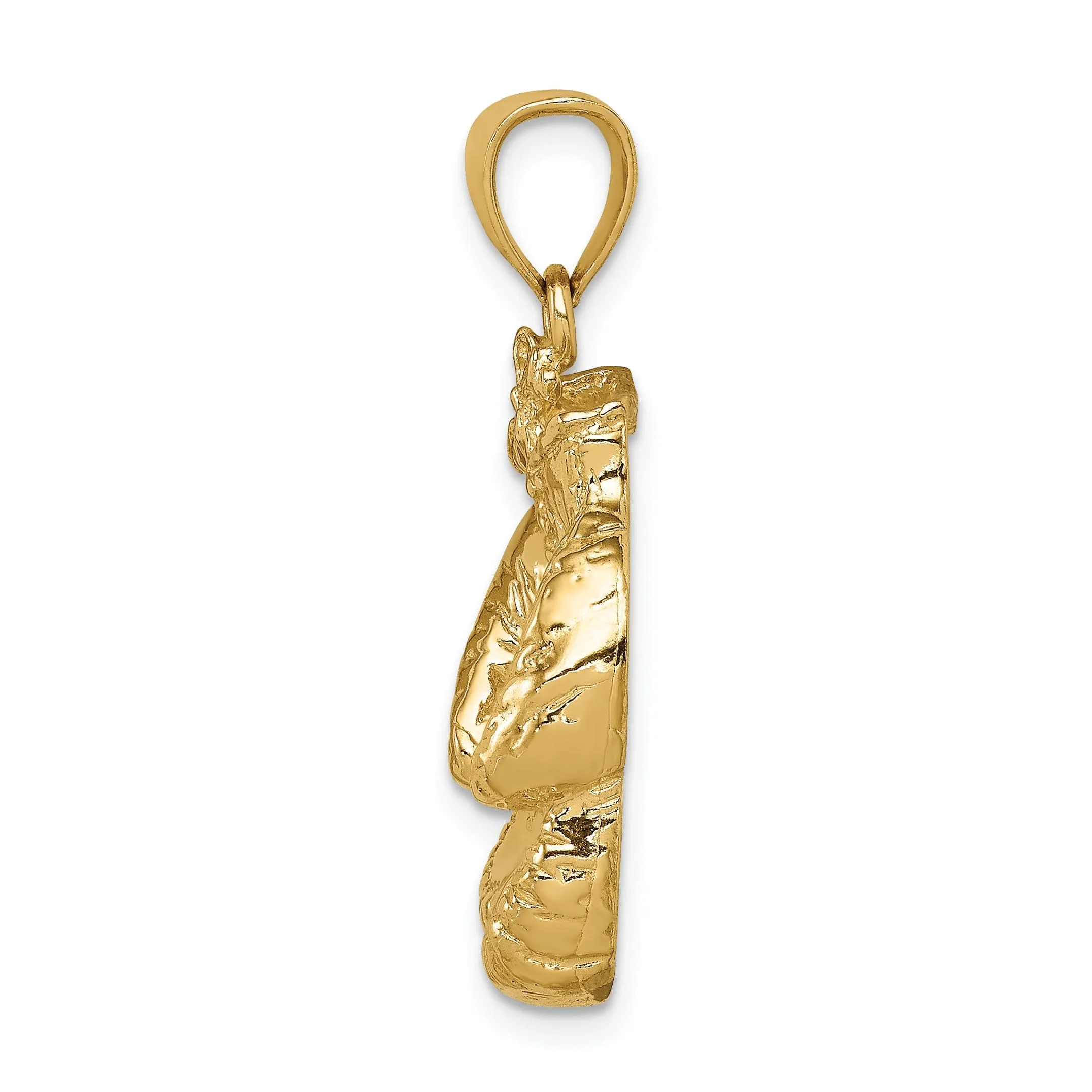 Solid 14k Yellow Gold Boxing Gloves Pendant