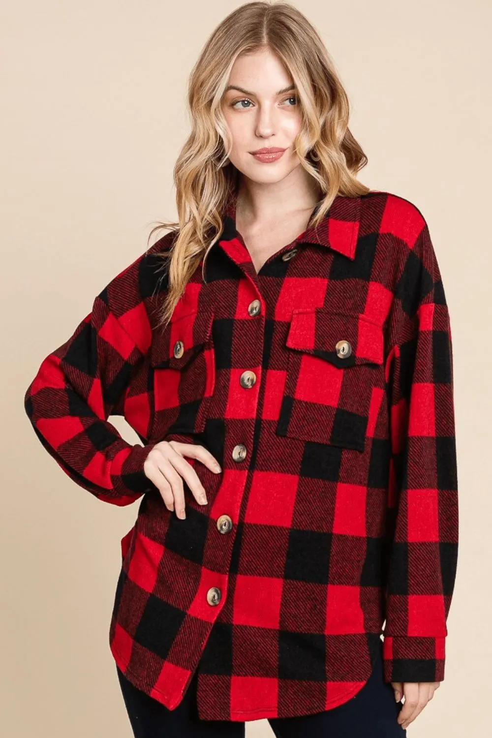 Super Lady Plaid Button Down Long Sleeve Shirt