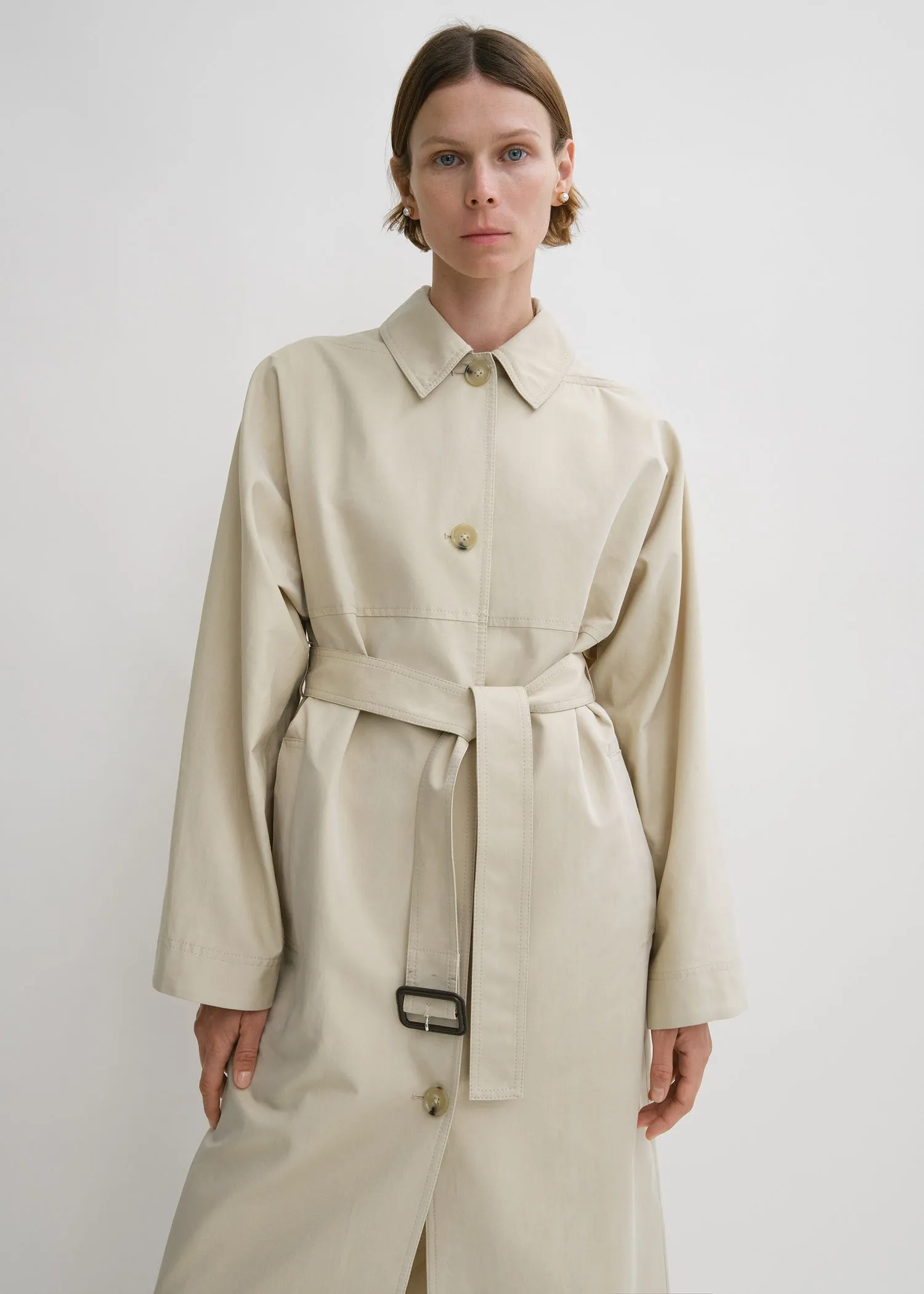 Tumbled cotton silk trench sand