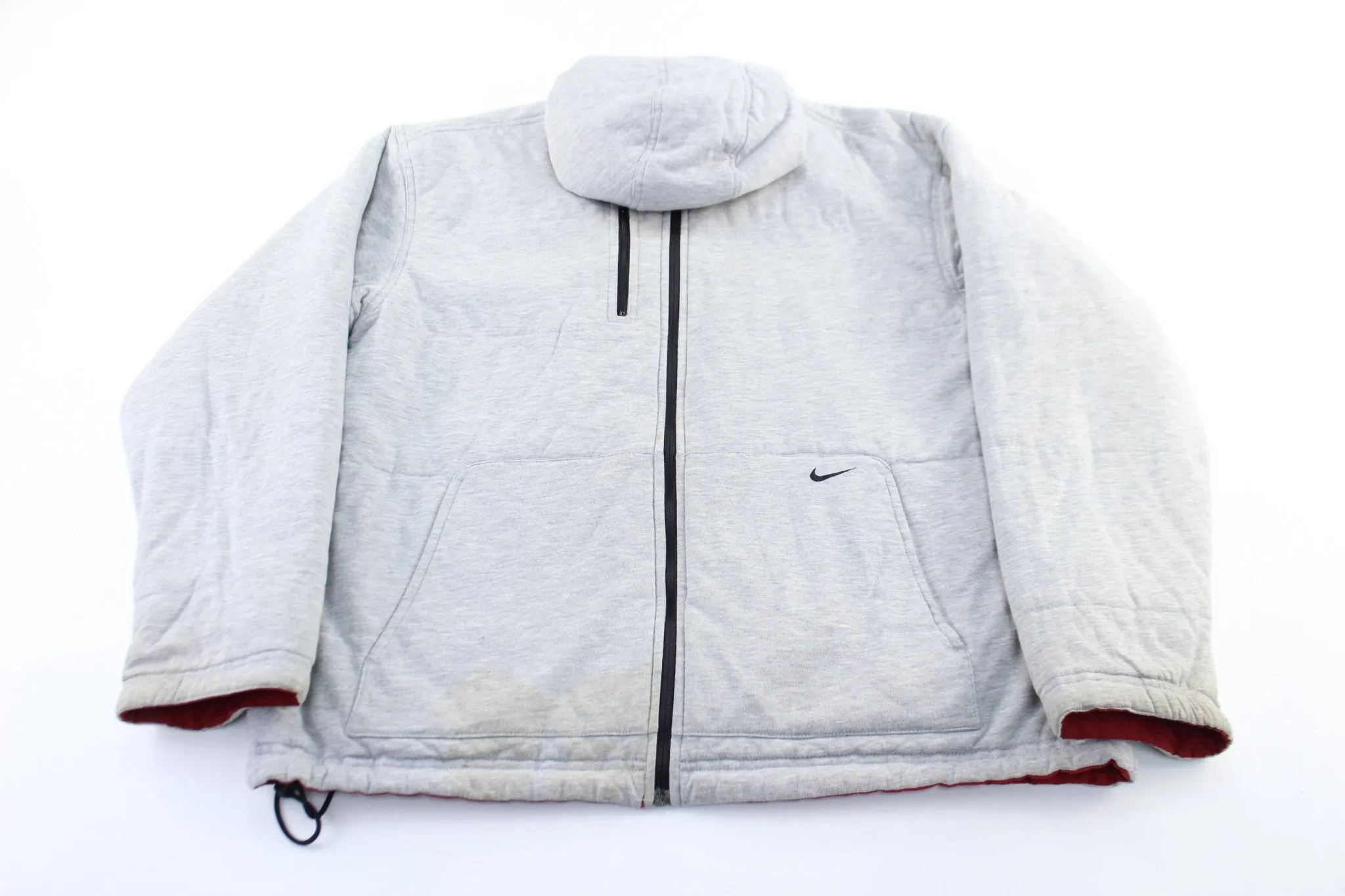 Y2K Nike Embroidered Logo Red & Grey Reversible Zip Up Jacket