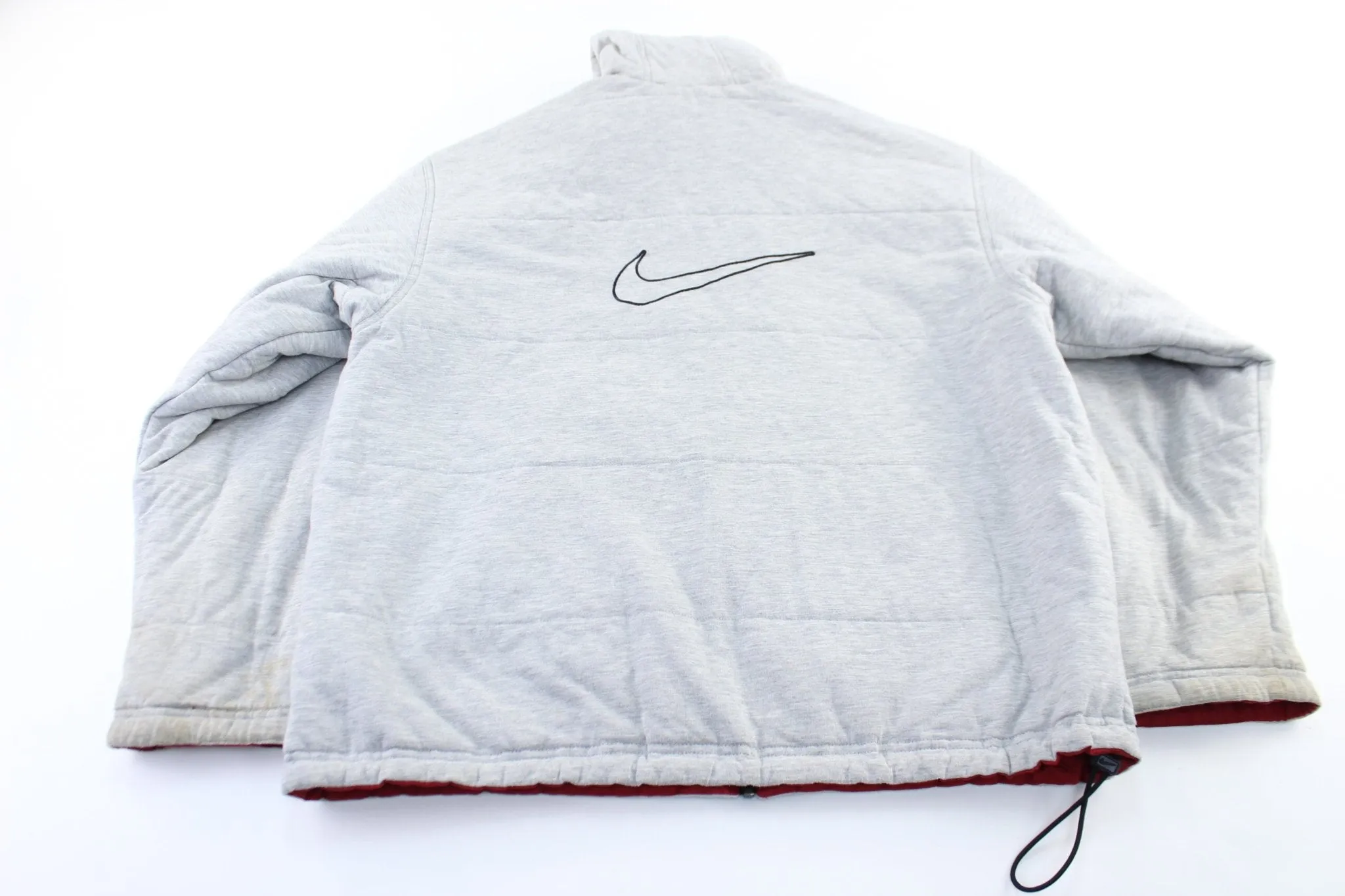 Y2K Nike Embroidered Logo Red & Grey Reversible Zip Up Jacket